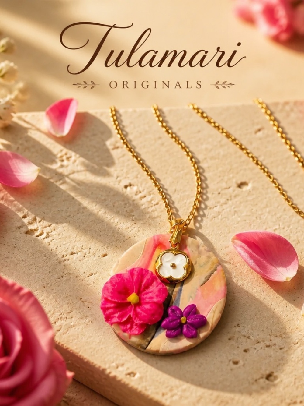 Amor en Flor Medallion Necklace - Handmade Floral Statement Necklace